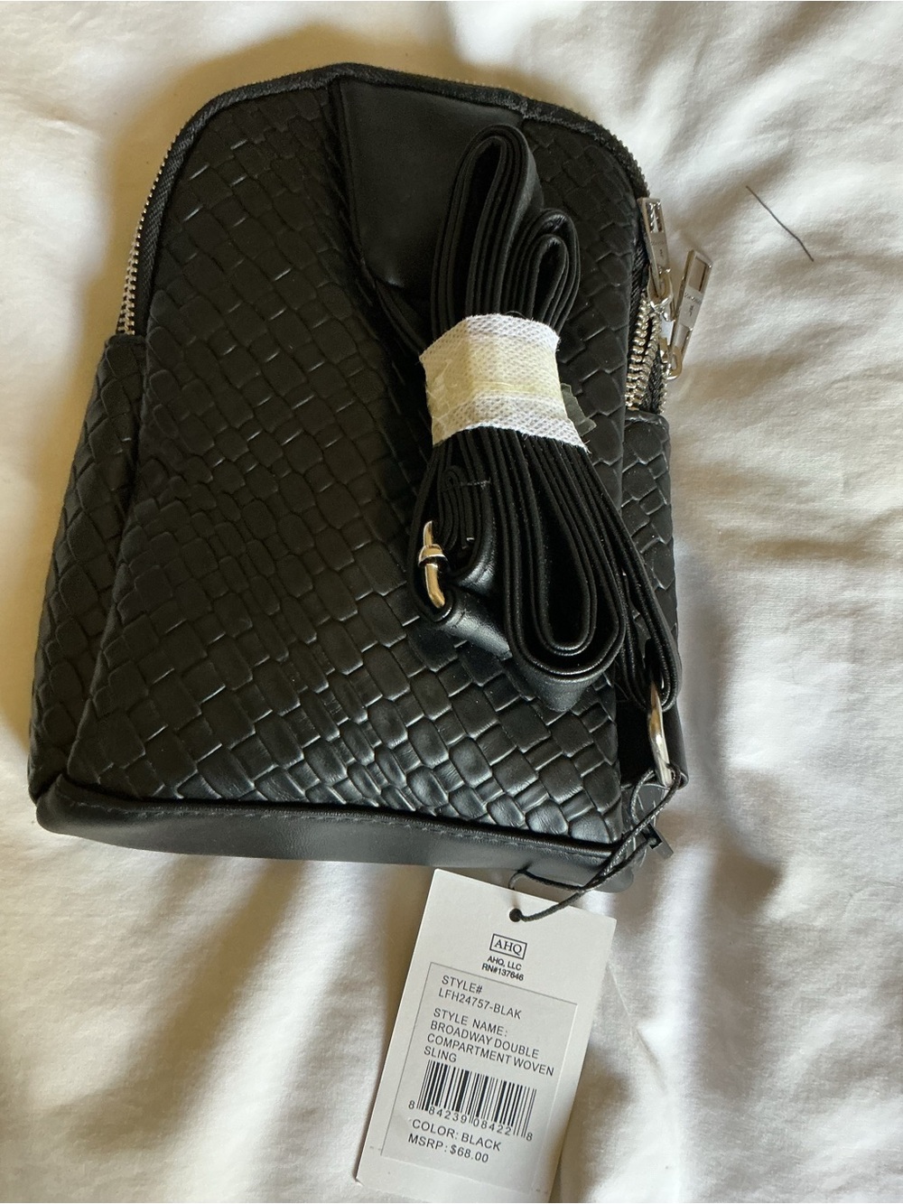 London Fog Black Woven Mini Backpack - Picture 2 of 7